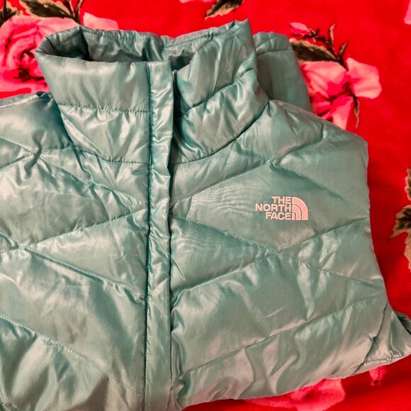 North Face Women’s 550 Reversible Down Vest XL Teal Turquoise Gray Lightweight - Picture 2 of 14